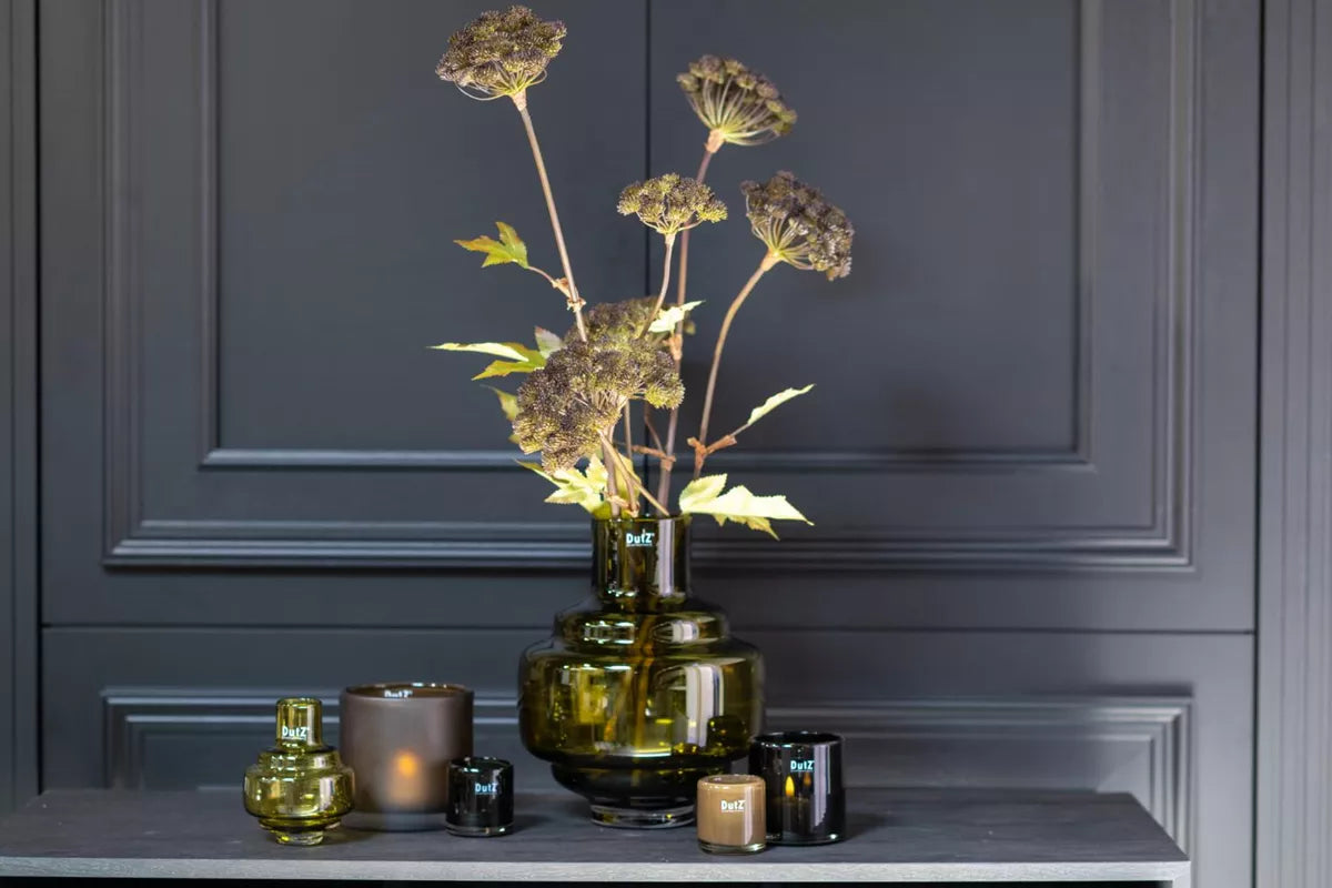 Olive Luxe Mouth Blown Glass Vase