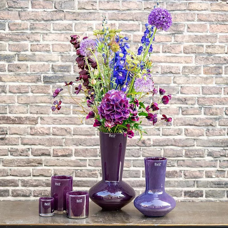 Plum Glass Vase for Long Flowers
