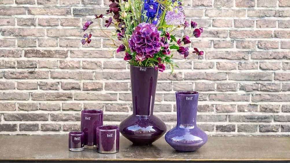 Plum Glass Vase for Long Flowers