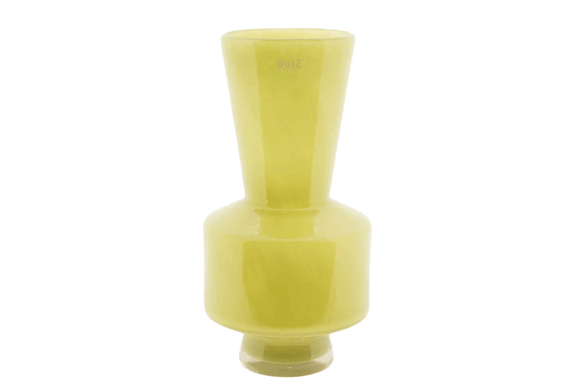Ochre Yellow Mouth Blown Glass Vase