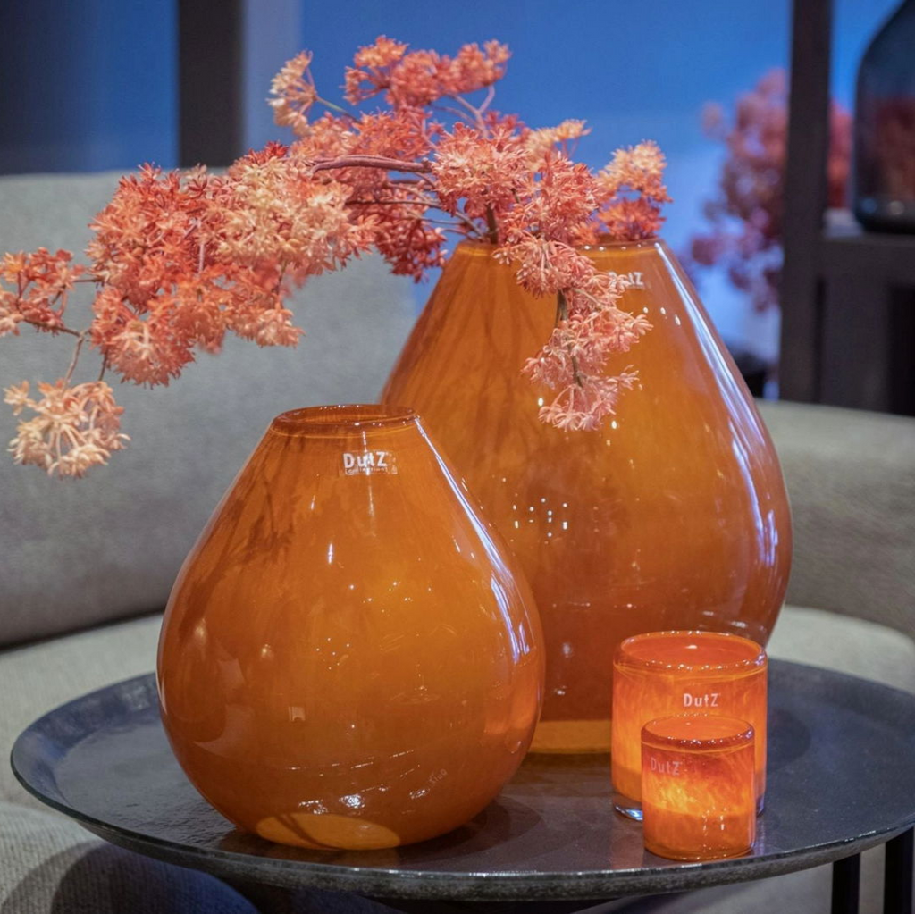 Rusted Brown Mouth Blown Glass Vase