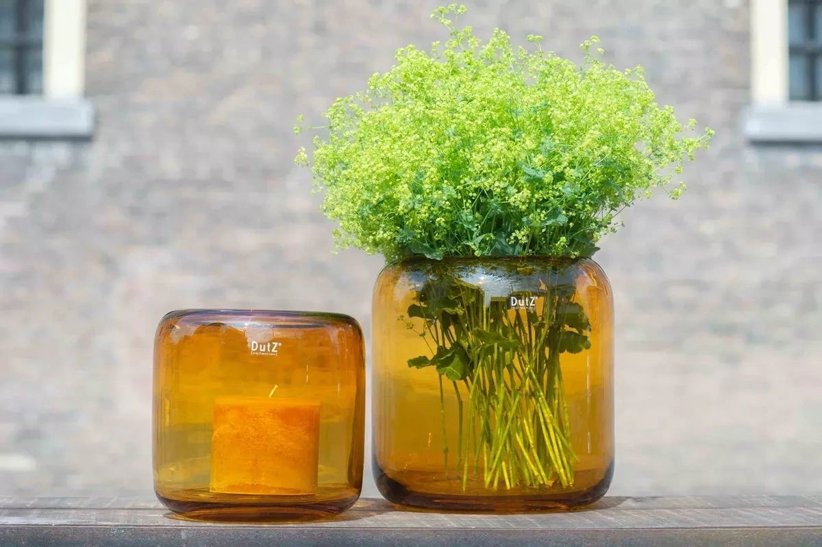 Mazurka Amber Mouth Blown Glass Vase