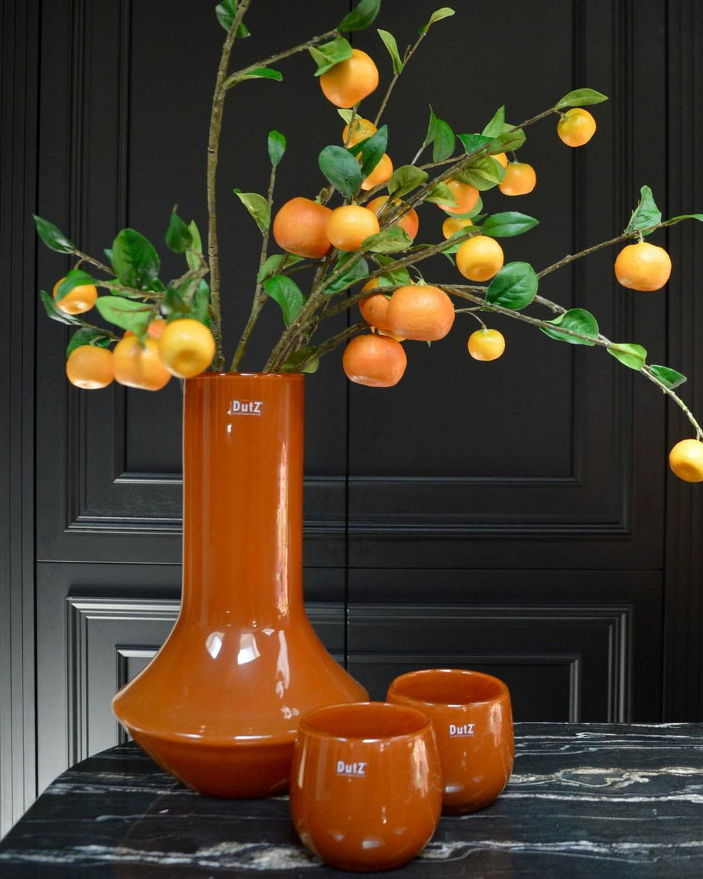 Marco Warm Orange Mouth Blown Glass Vase