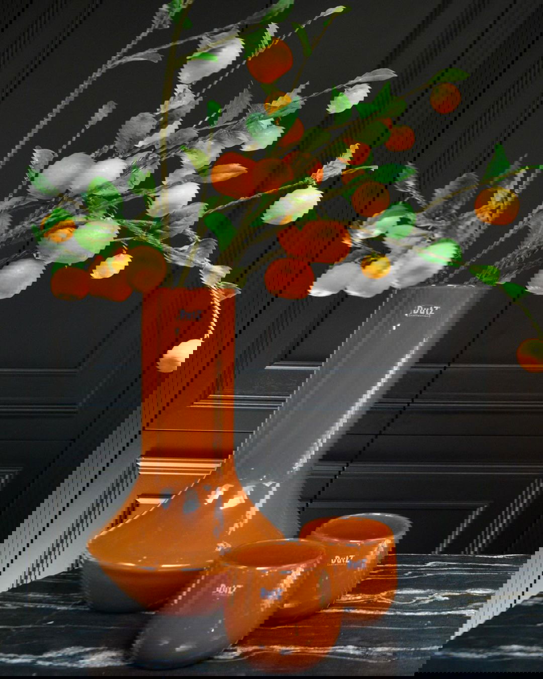 Marco Warm Orange Mouth Blown Glass Vase