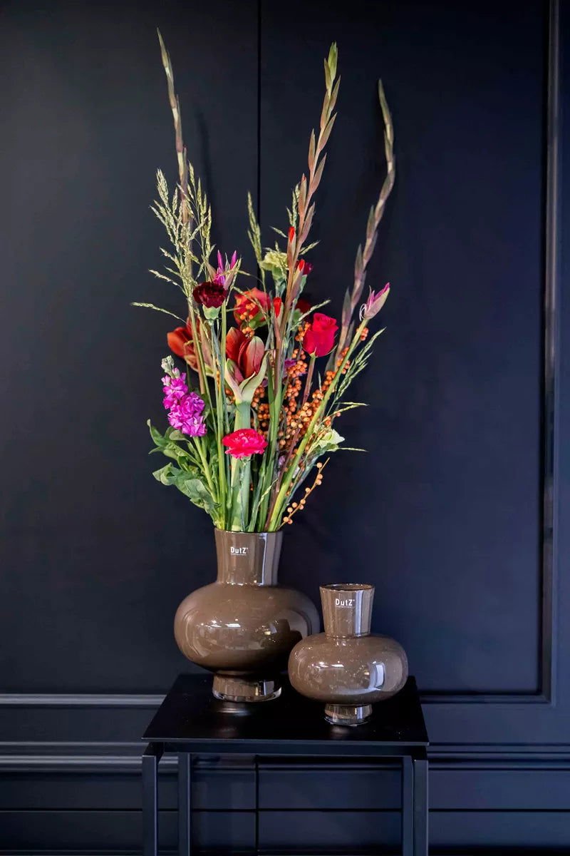 Modest Light Brown Mouth Blown Glass Vase