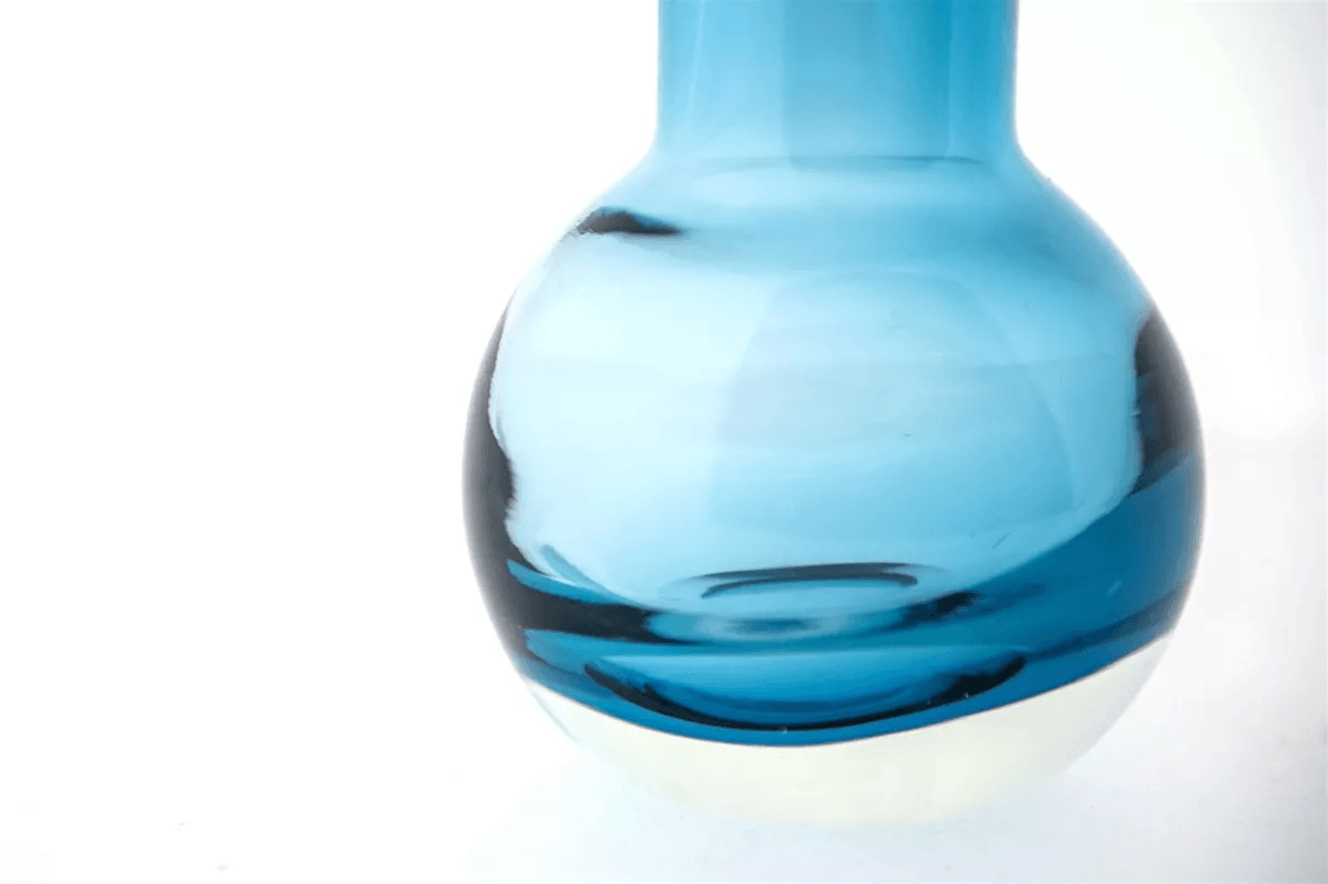 Navy Mouth Blown Glass Vase Masa