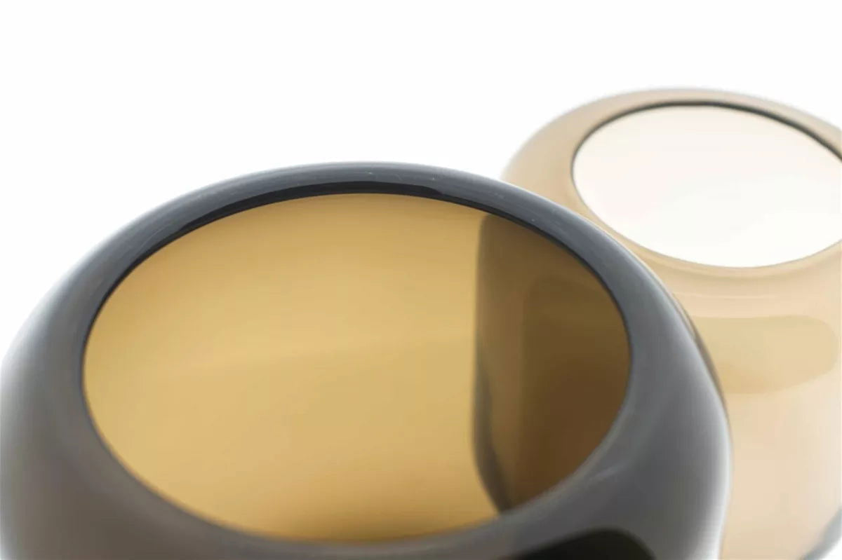 Smoky Brown Mouth Blown Glass Vase Mazurka