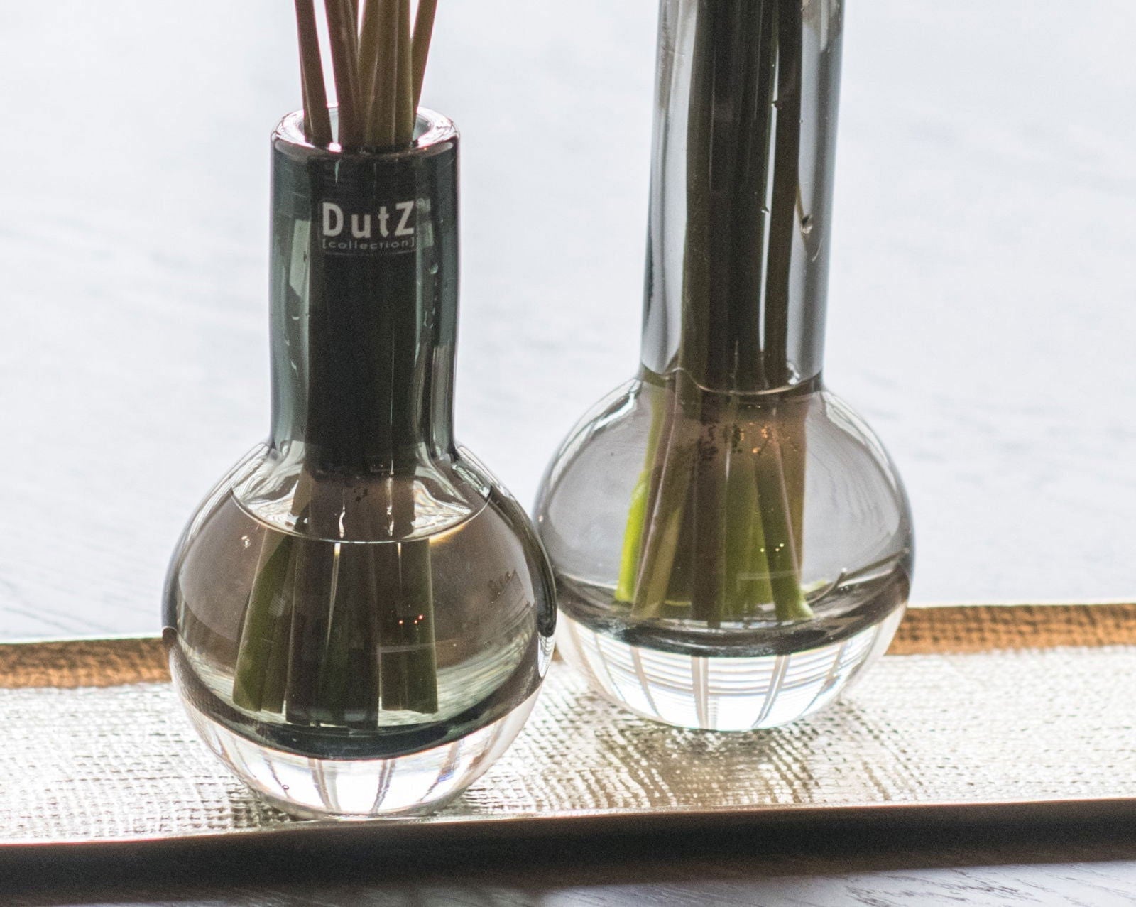 Grey Mouth Blown Glass Vase Masa