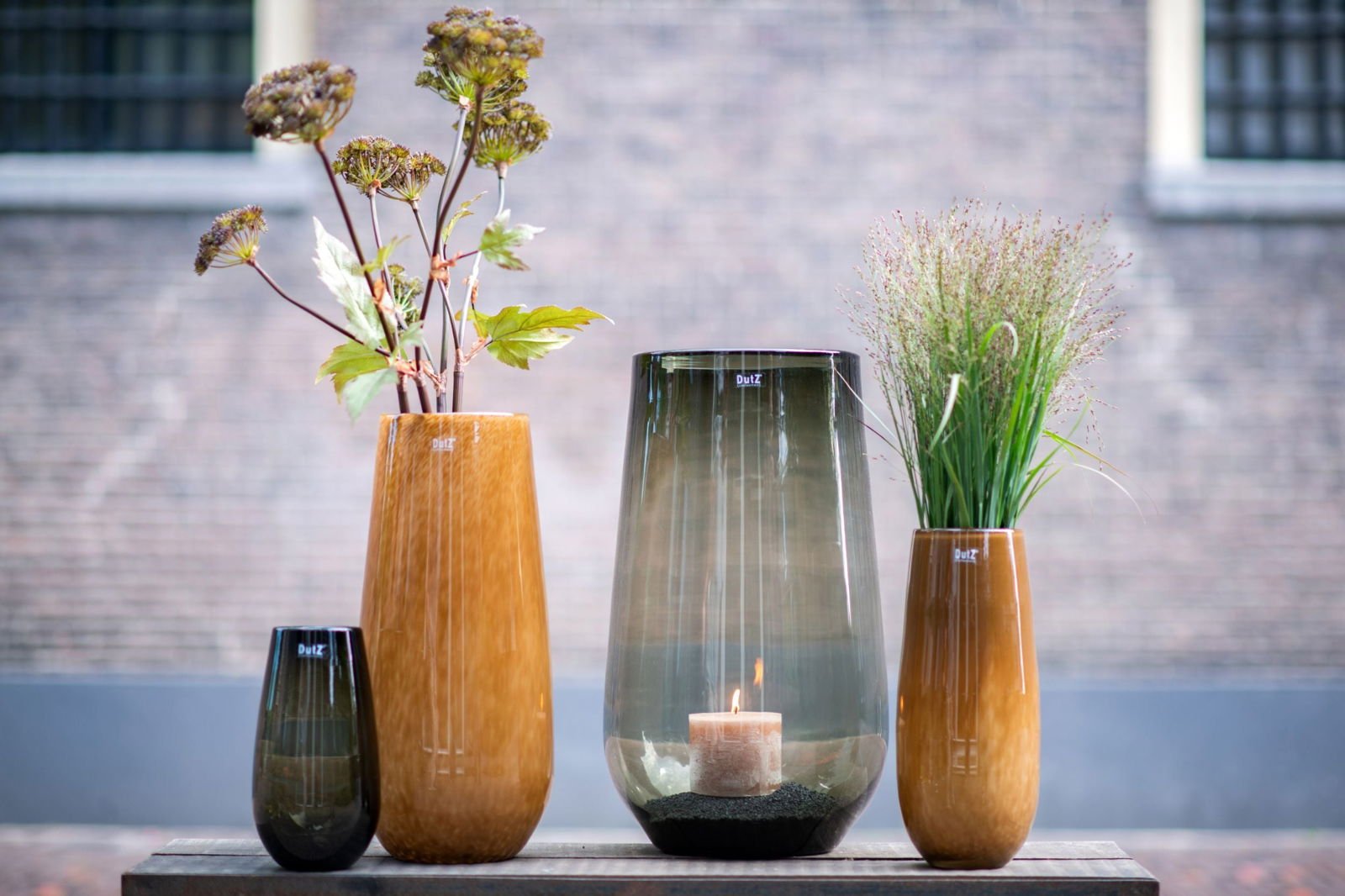 Robert Smoke Mouth Blown Glass Vase