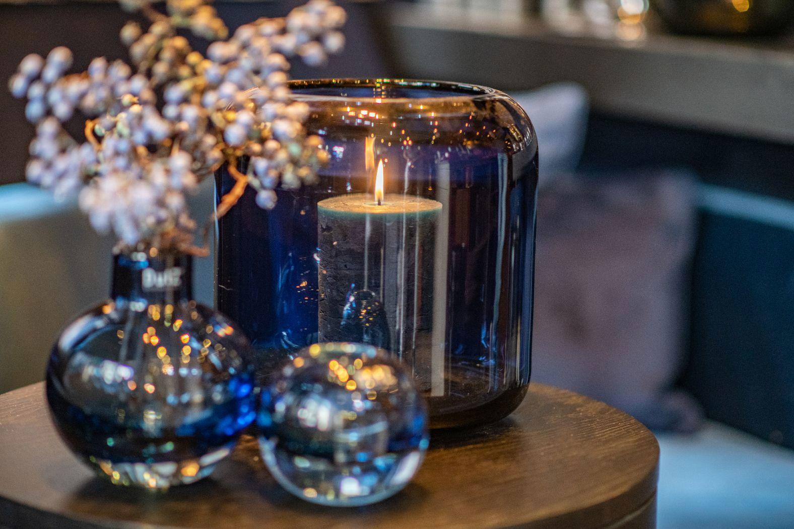 Mazurka Mouth Blown Glass Vase in Night Blue