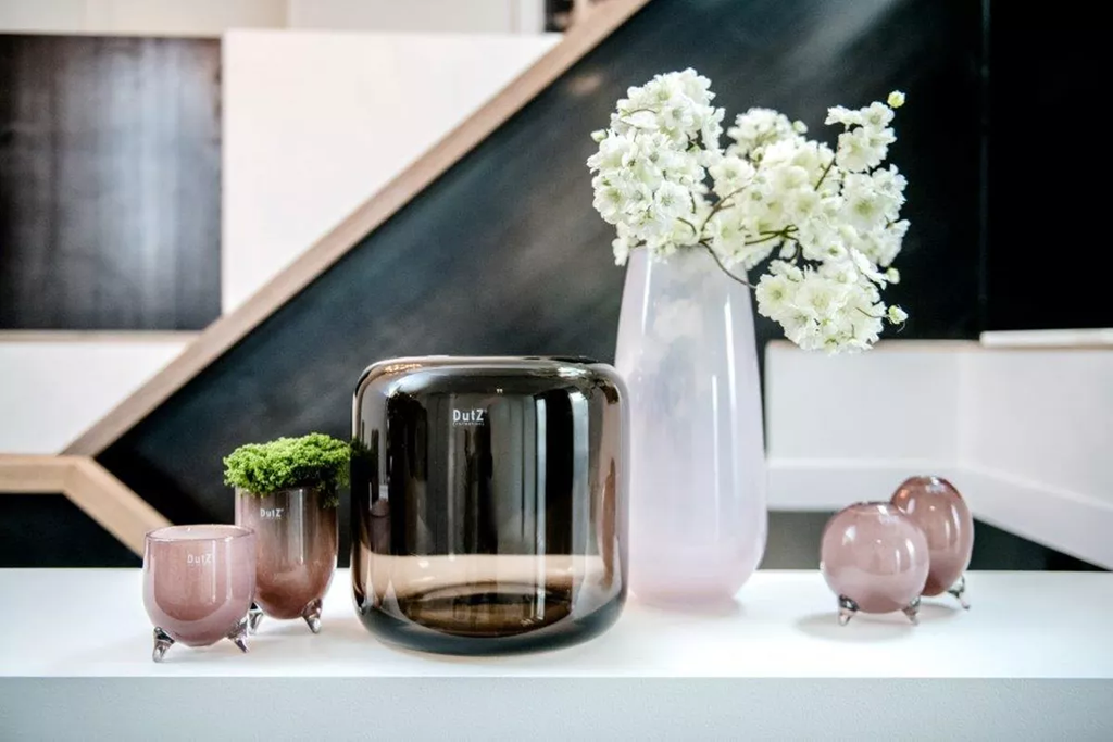 Smoky Brown Mouth Blown Glass Vase Mazurka