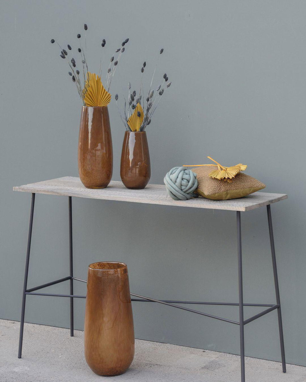 Robert Mouth Blown Brown Glass Vase