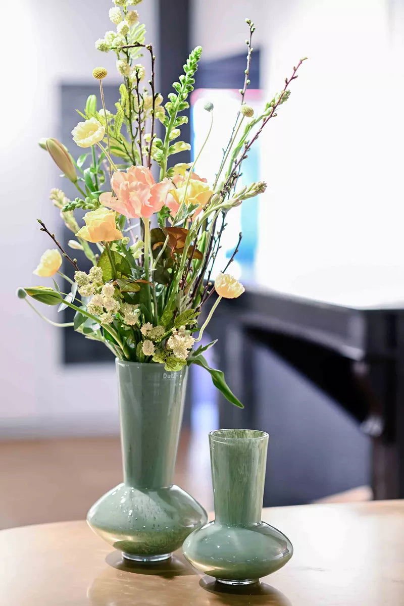 LOFLO Pistache Mouth Blown Glass Vase for Long Flowers