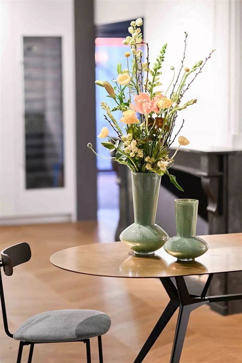 LOFLO Pistache Mouth Blown Glass Vase for Long Flowers