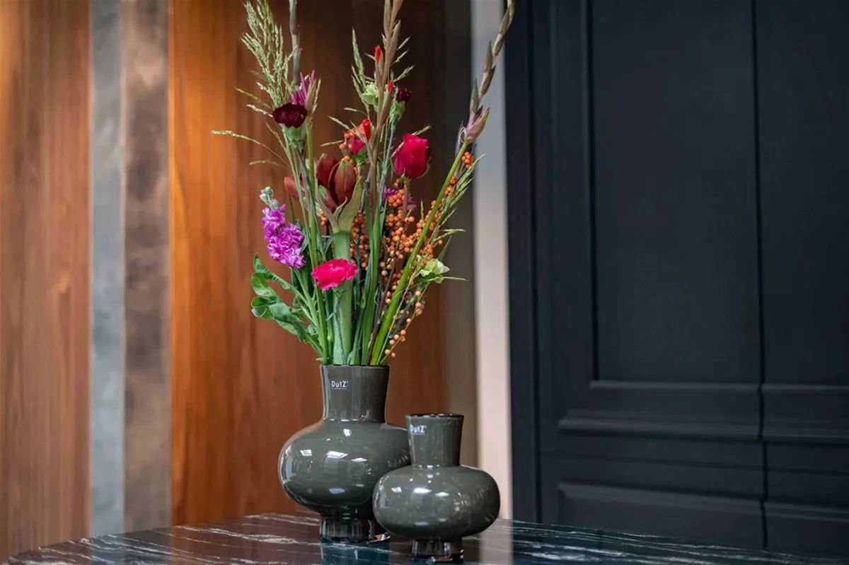 Modest Light Brown Mouth Blown Glass Vase