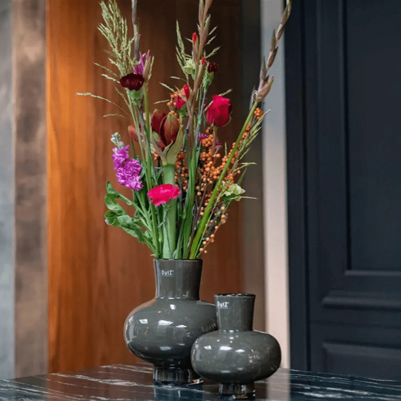 Modest Light Brown Mouth Blown Glass Vase