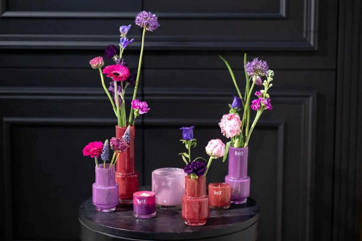 Raspberry Cylinder Vase Hand Blown Glass