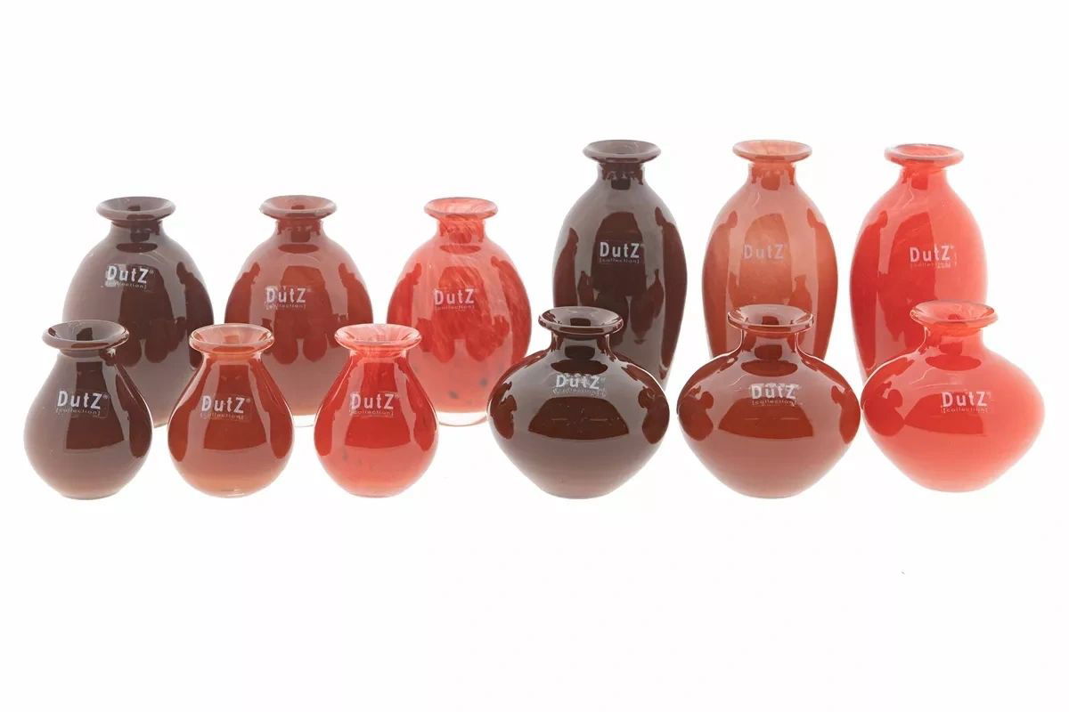 Red Tints Budvase Set of 24 Mouth Blown Glass