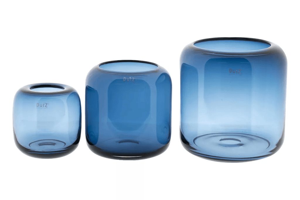 Mazurka Mouth Blown Glass Vase in Night Blue