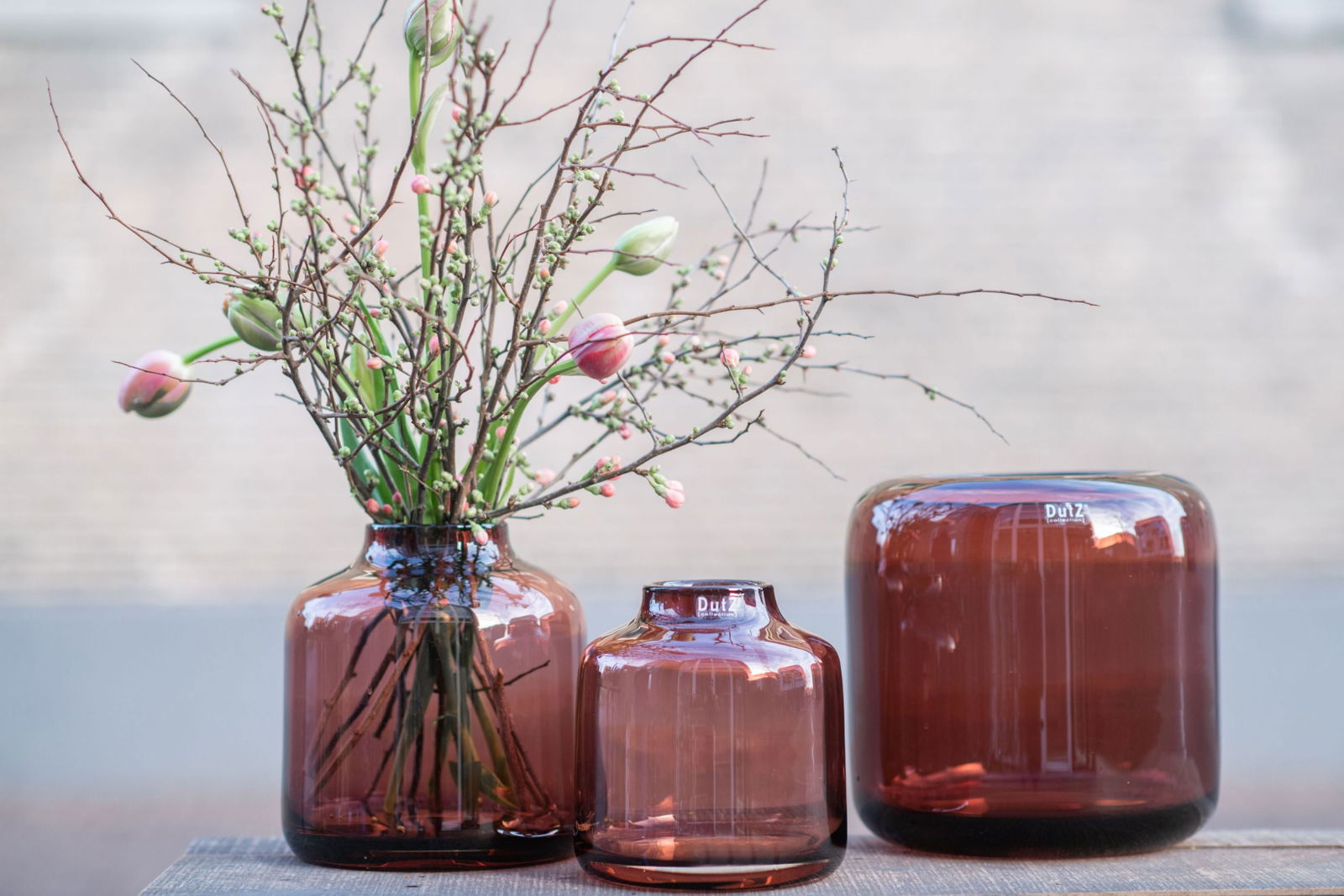 Mazurka Burgundy Mouth Blown Glass Vase