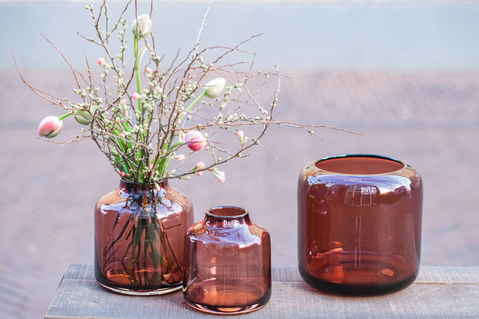 Mazurka Burgundy Mouth Blown Glass Vase