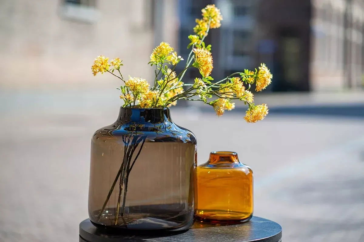 Tisza Smoky Brown Mouth Blown Glass Vase