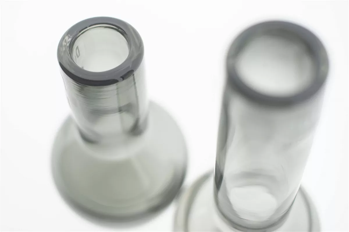 Grey Mouth Blown Glass Vase Masa