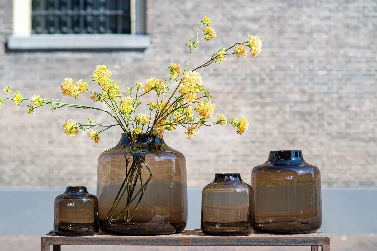 Tisza Smoky Brown Mouth Blown Glass Vase