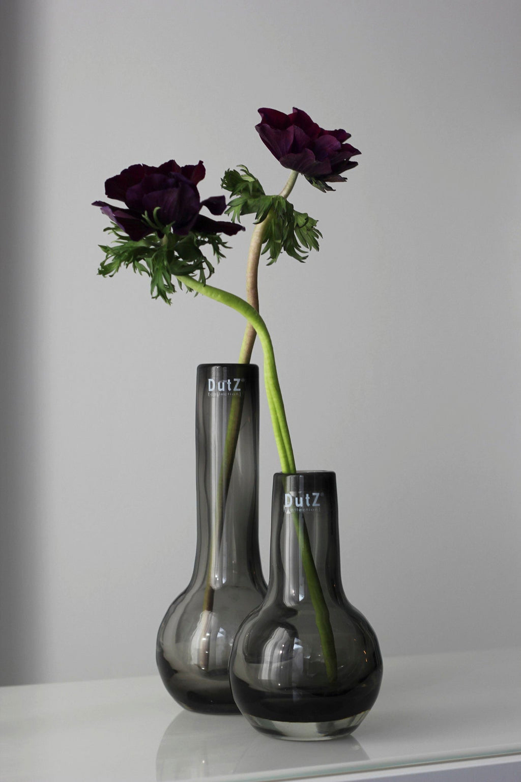 Grey Mouth Blown Glass Vase Masa