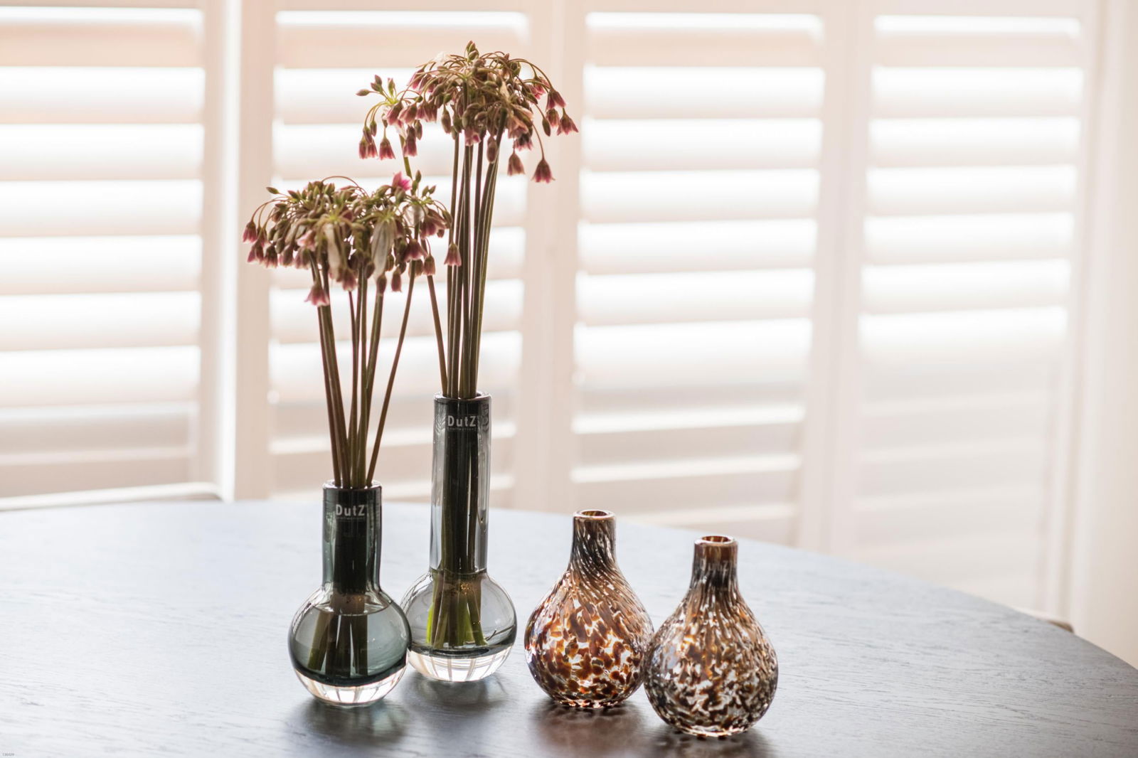 Grey Mouth Blown Glass Vase Masa