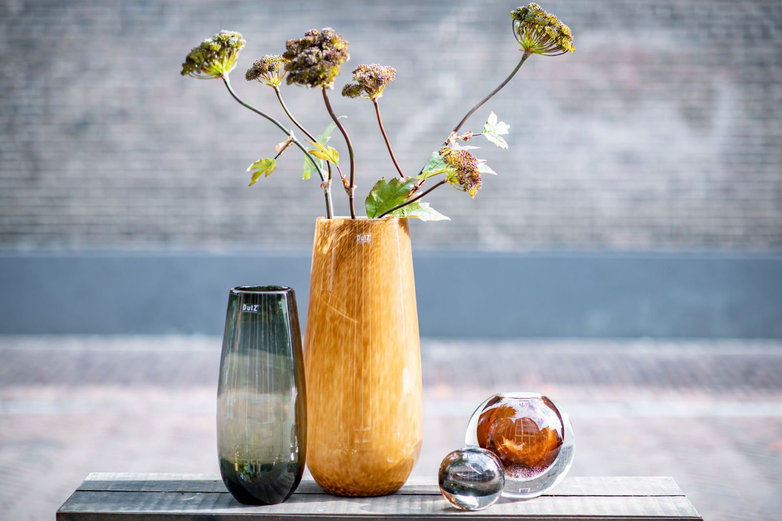 Robert Smoke Mouth Blown Glass Vase