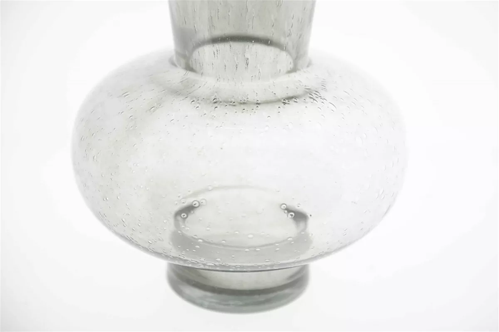 Modest Grey Bubbles Mouth Blown Glass Vase