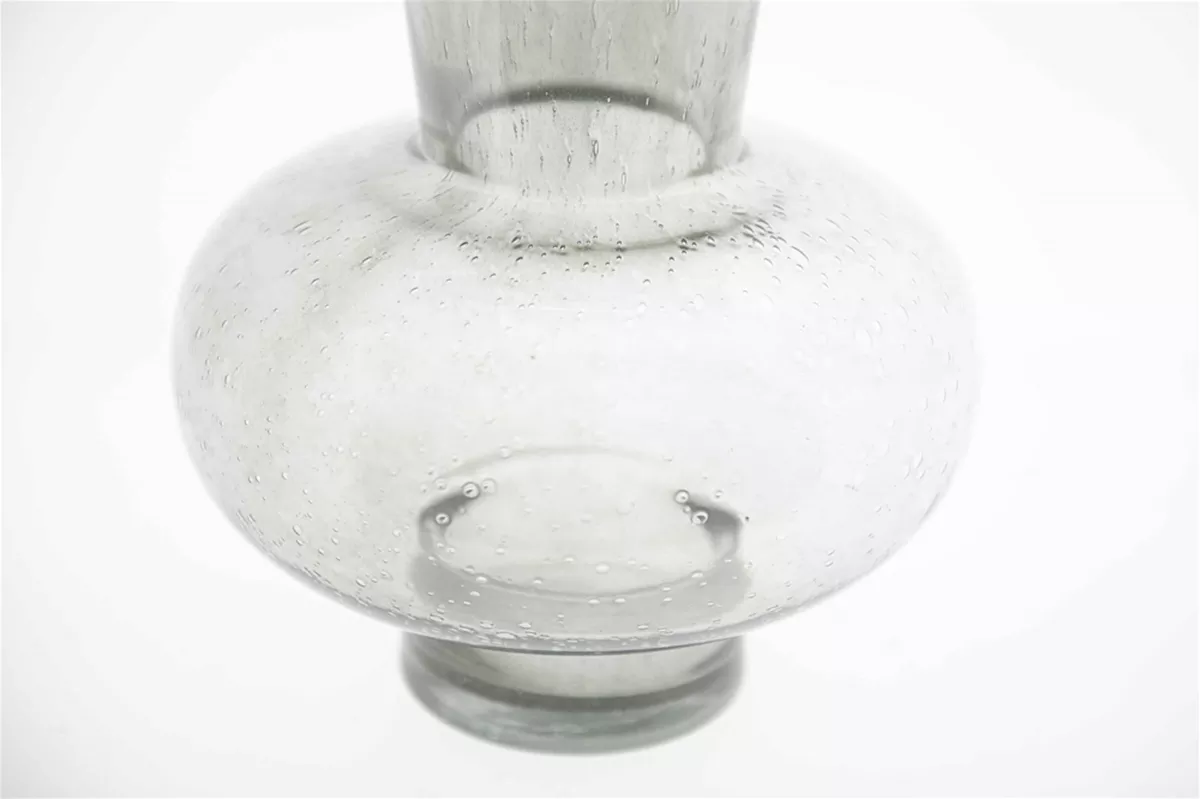 Modest Grey Bubbles Mouth Blown Glass Vase