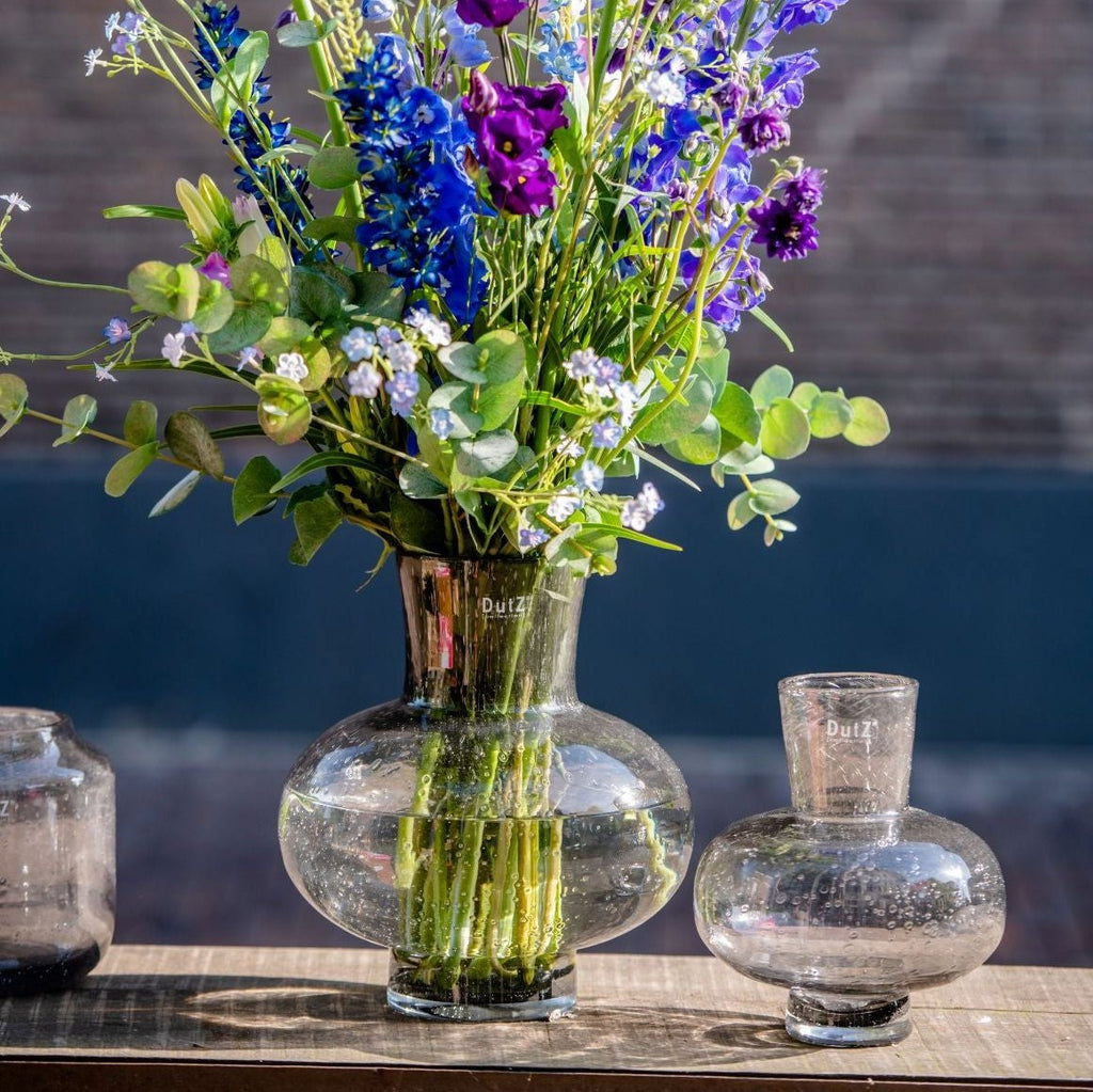 Modest Grey Bubbles Mouth Blown Glass Vase