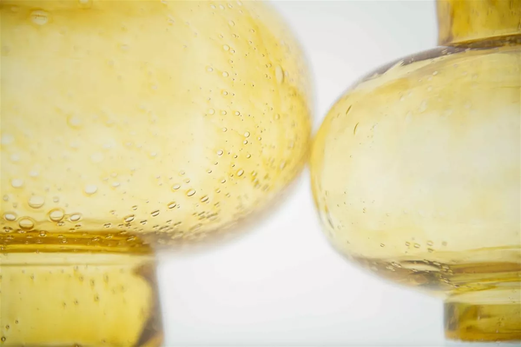 Modest Gold Bubbles Mouth Blown Glass Vase