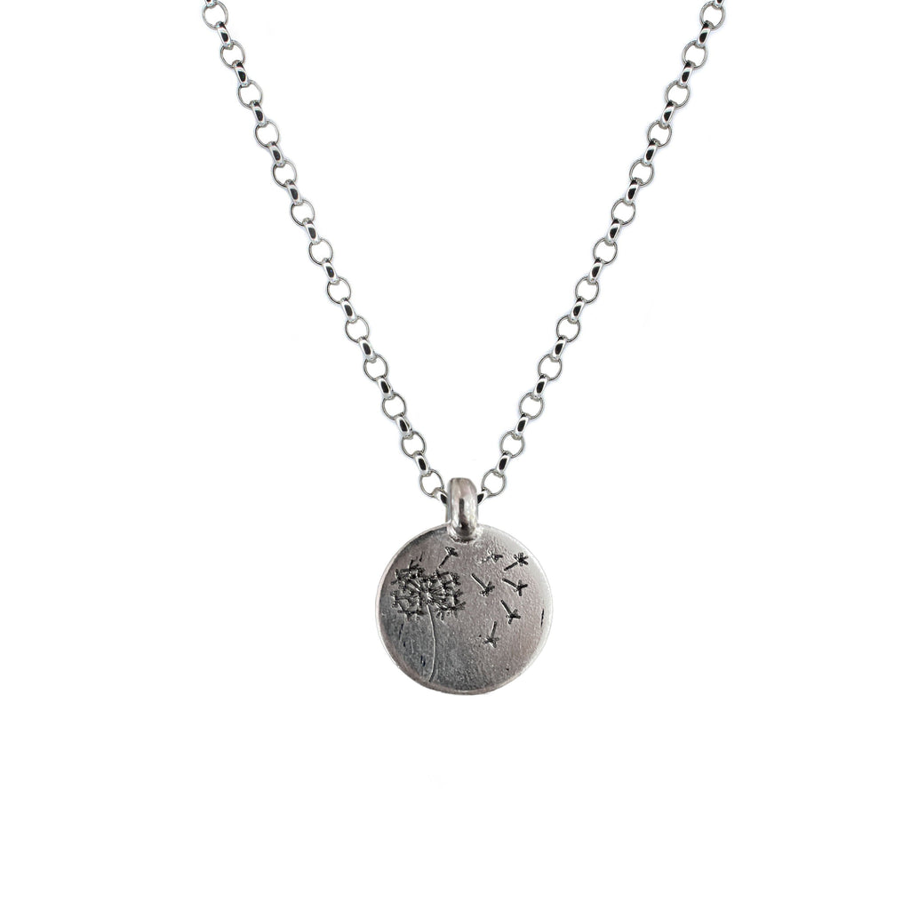 Dandelion Wish Necklace in Recycled Silver