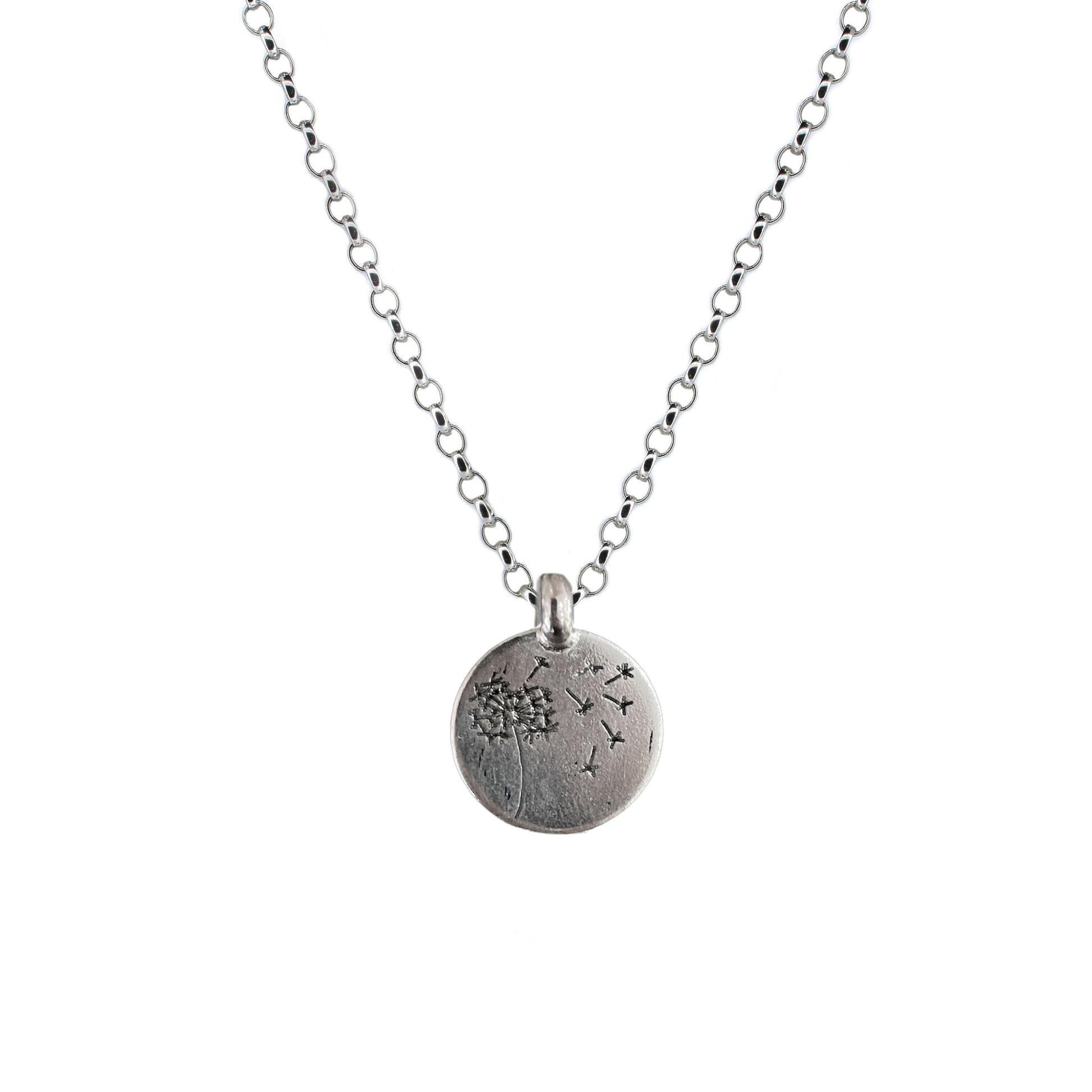Dandelion Wish Necklace in Recycled Silver