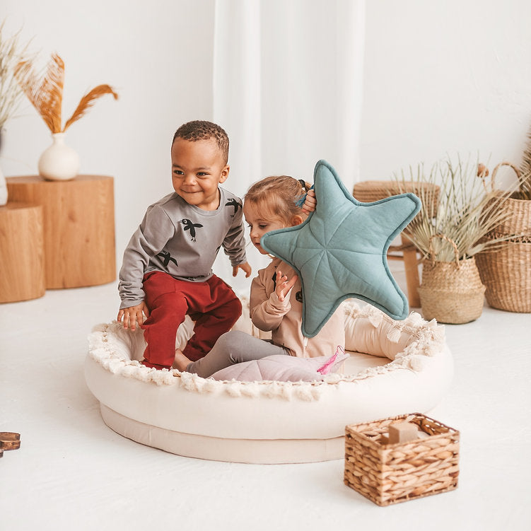 Mint Linen Sea Star Throw Pillow for Coastal Decor