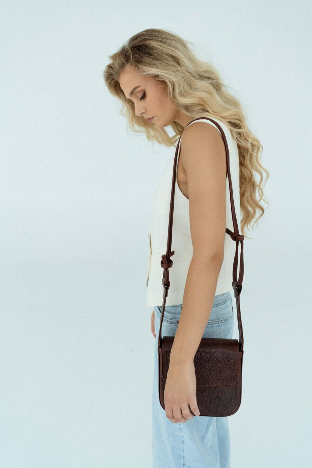 Brown Crossbody Shoulder Bag with Adjustable Strap