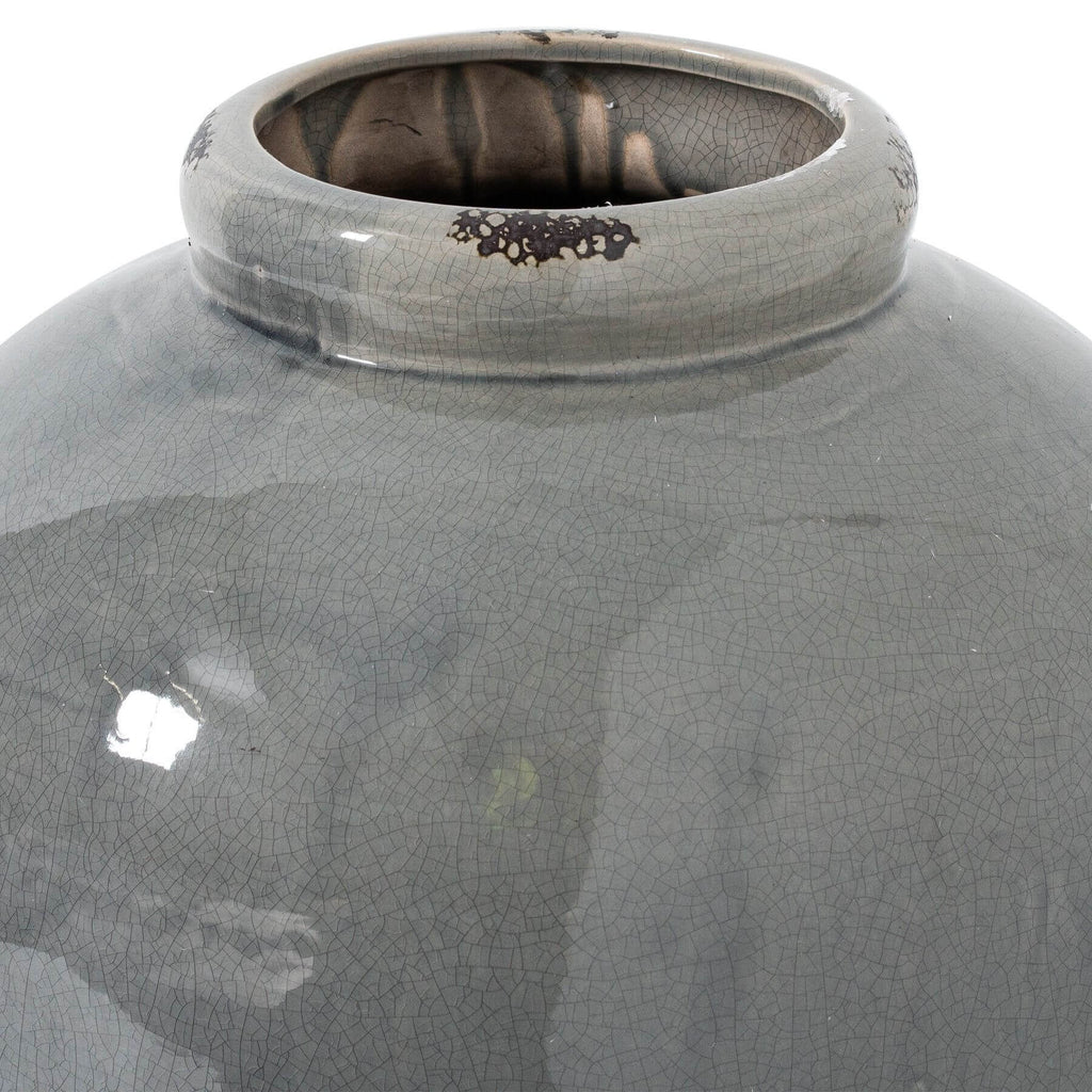 Tall grey glazed ceramic vase with organic texture, 57cm height, minimalist design for modern home decor. by RoomLondon at brixbailey.com