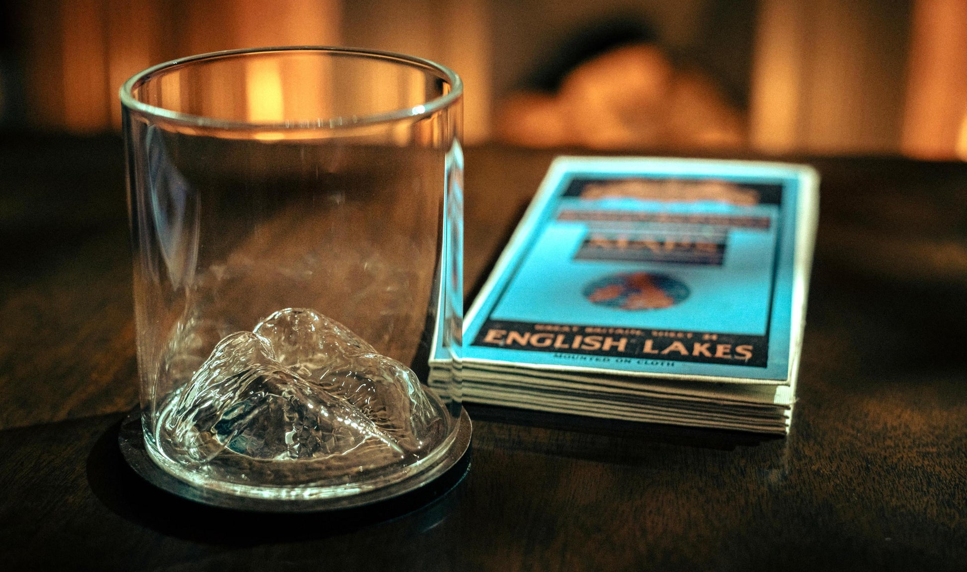 Scafell Pike Glass Tumbler and Coaster Set Lake District Mountain Gift