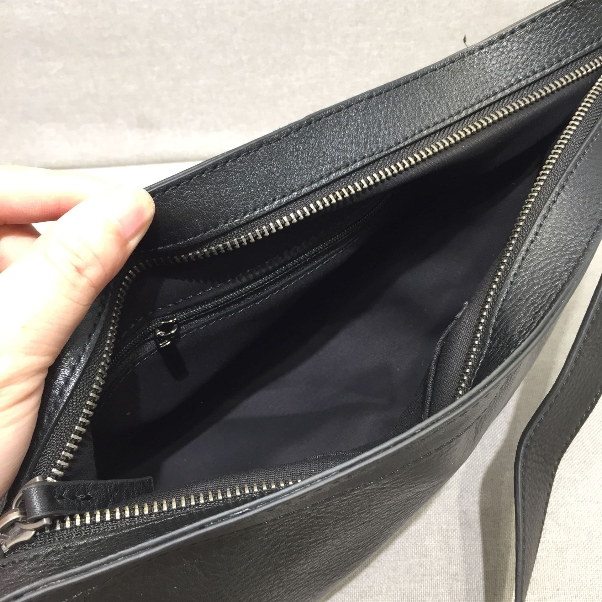 Handmade Genuine Leather Shoulder Bag in Black and Brown