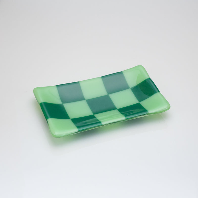 Chequered Dual Colour Medium Glass Tray 15cm