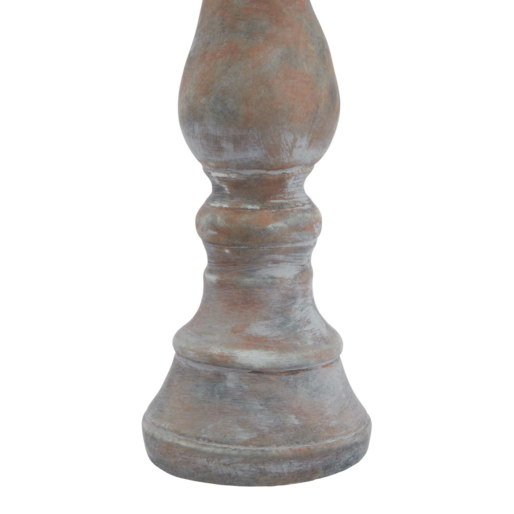 Sculpted brown ceramic column candle holder with clean lines, 40cm tall, for modern or traditional interiors.by Sostter at brixbailey.com