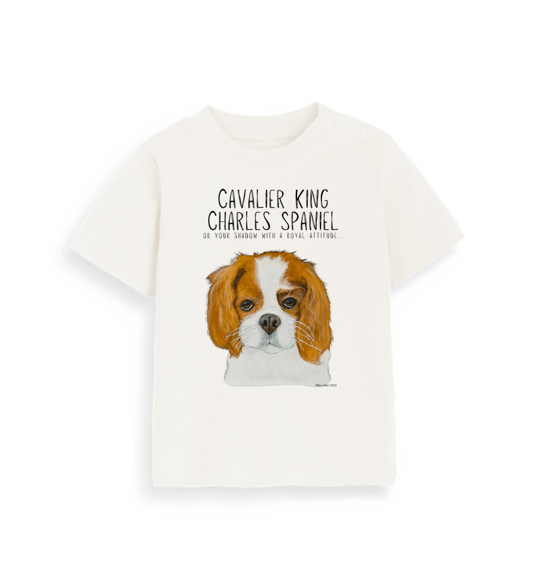 Sustainable Baby Tee with Cavalier King Charles Spaniel Print