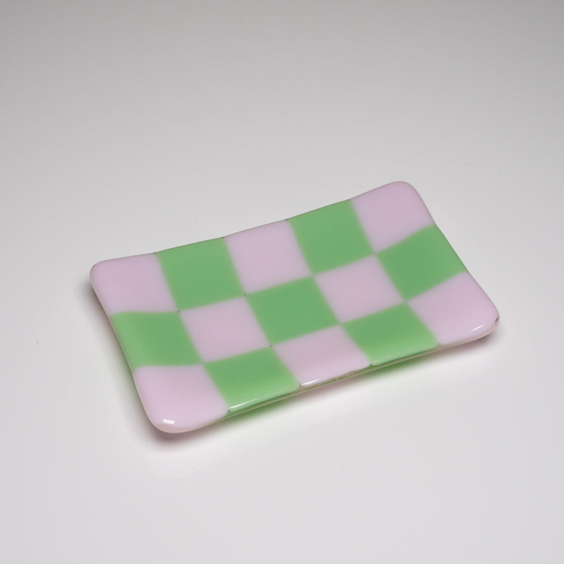 Chequered Dual Colour Medium Glass Tray 15cm