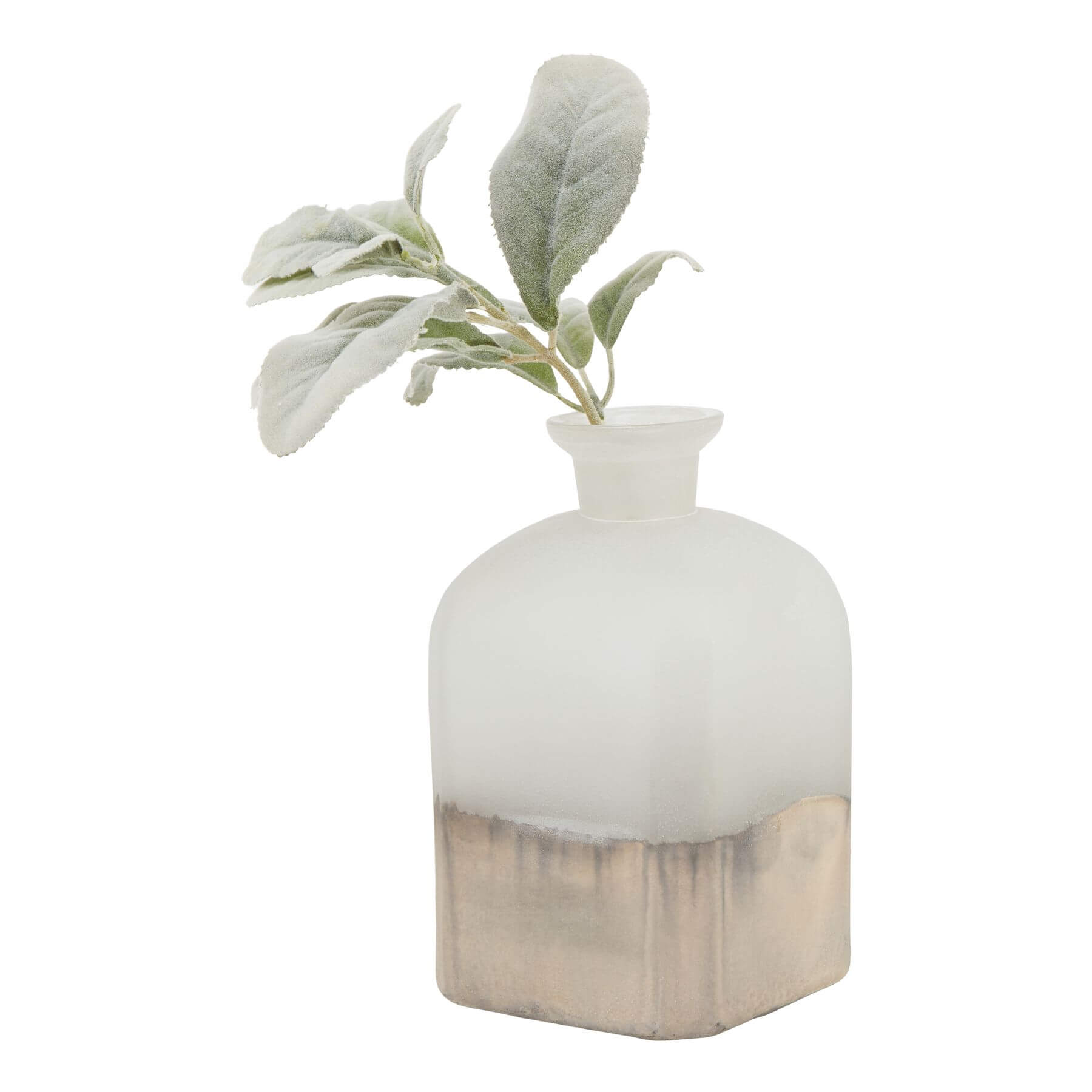 Handcrafted brass candle holder vase with burnished finish, aged detailing, and warm grey glass for elegant home decor. by RoomLondon at brixbailey.com