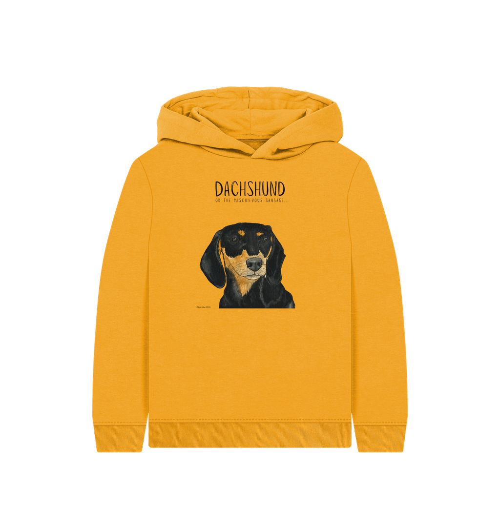 Mischievous Black and Tan Sausage Hoodie for Kids
