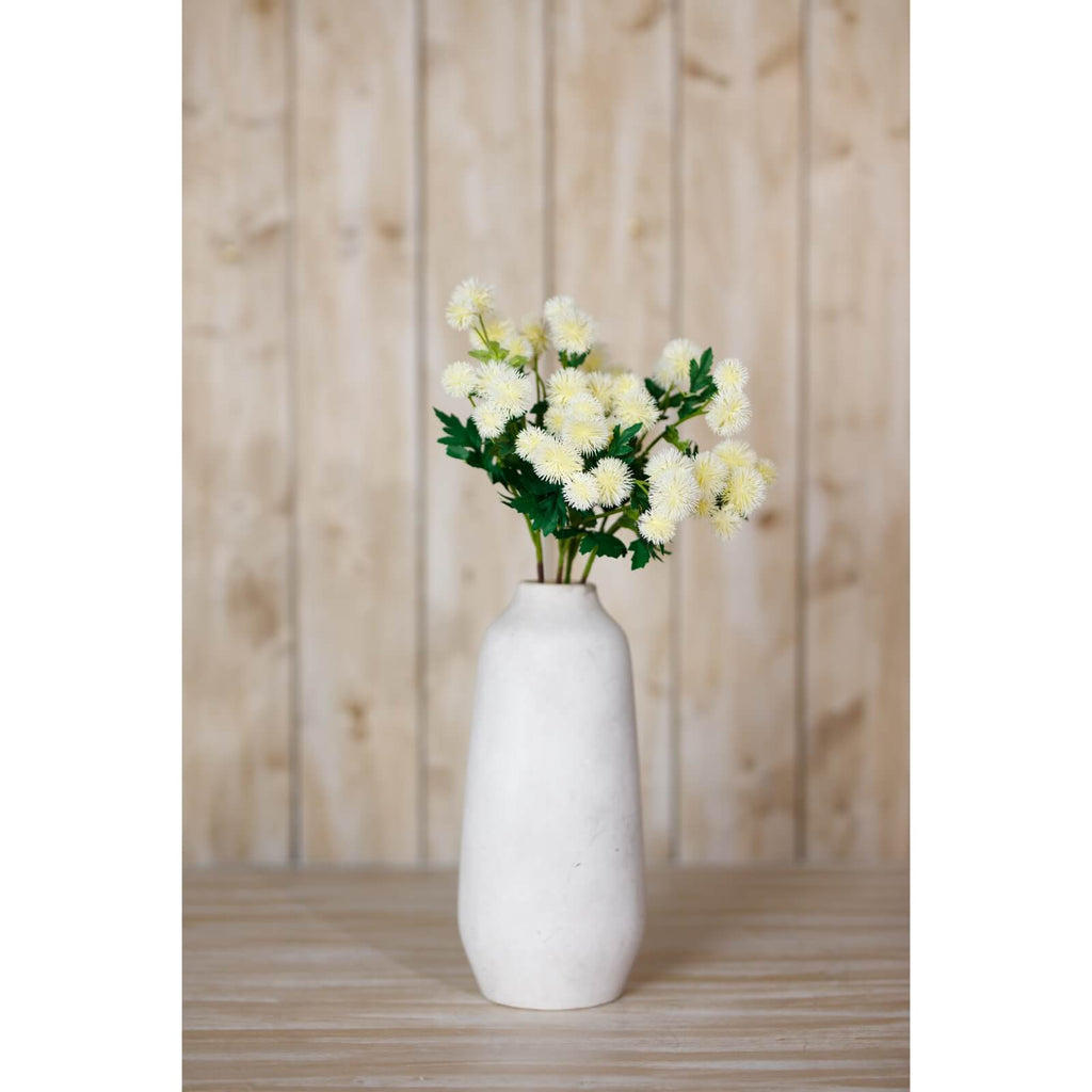 Handcrafted cream faux globe thistle spray with realistic texture, 56cm tall, for elegant home decor. by Sostter at brixbailey.com