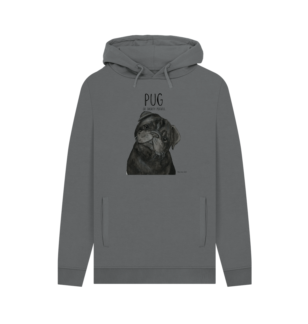 Snorty Potato Mens Hoodie Cozy Pug Vibes for Dog Lovers
